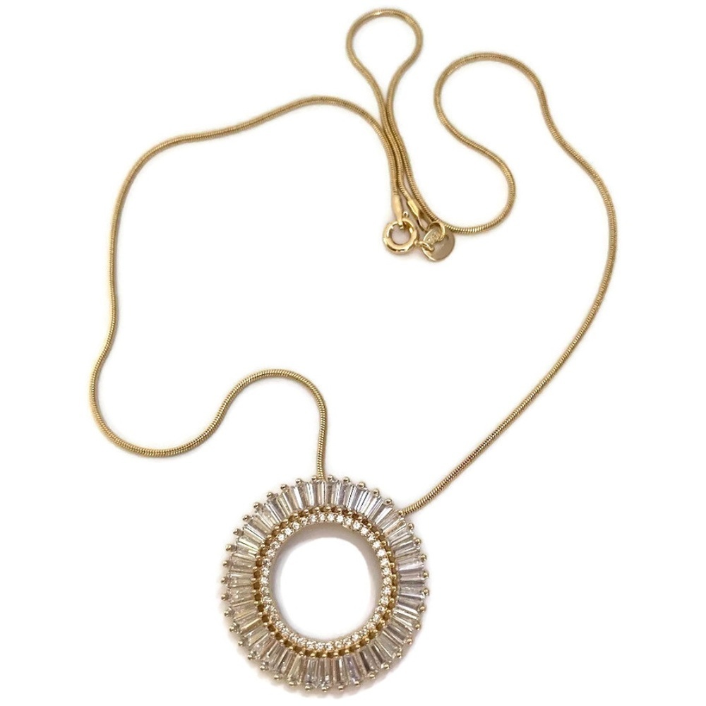 Ola cz Pendant Necklace  18Kts Gold Plated Chain - Picture 4 of 5